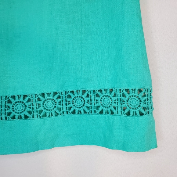 NWT Kaari Blue Linen Crocheted Hem Tank Top - Picture 3 of 11